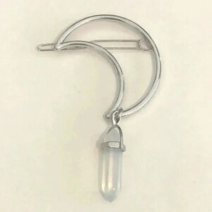 Opalite Crystal Moon Metal Hair Clip Barrette NWT